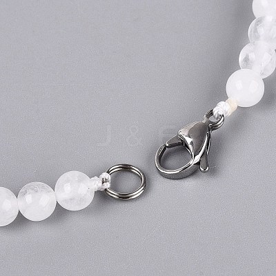 Natural Quartz Crystal Round Beaded Fan Bib Necklaces NJEW-N064-04J-1