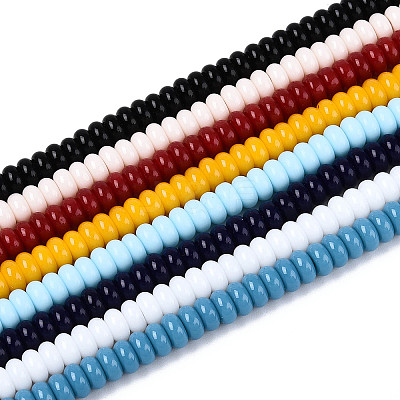 Electroplate Opaque Solid Color Glass Beads Strands GLAA-T025-6mm-18-1