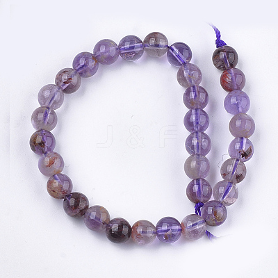 Natural Purple Phantom Quartz Purple Lodolite Quartz Beads Strands X-G-S333-6mm-030-1