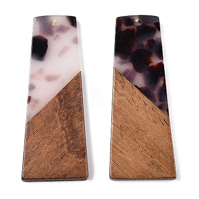 Opaque Resin & Walnut Wood Pendants RESI-T058-04B-1