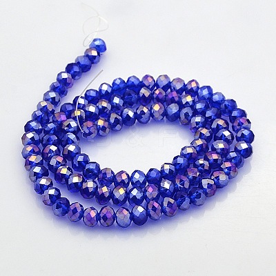 AB Color Plated Faceted Rondelle Electroplate Glass Beads Strands GLAA-A024D-AB13-1