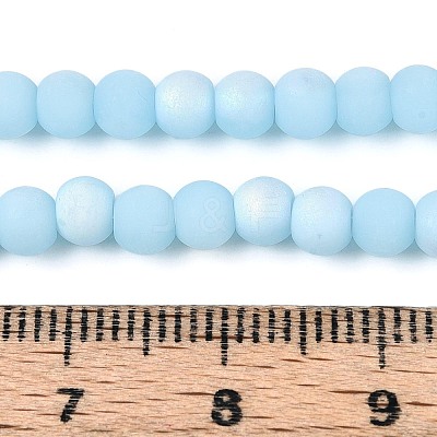 Frosted Opaque Glass Beads Strands GLAA-T032-P4mm-MBB10-1