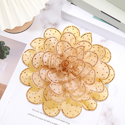 Flower Cloth Rhinestone Broochs JEWB-WH20009-06P-04-1
