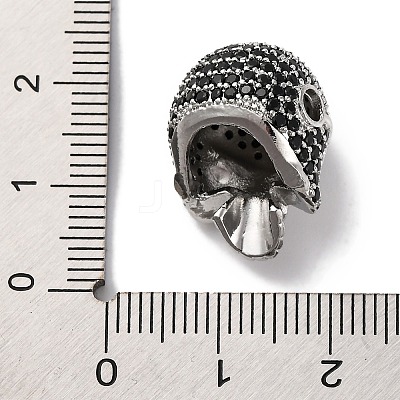 Skull Shape Rack Plating Brass with Cubic Zirconia Beads KK-S406-14P-1
