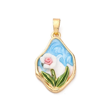 Brass Enamel Pendants KK-S502-06G-1