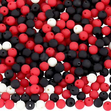 500Pcs Rubberized Style Imitated Silicone Acrylic Beads MACR-SP0001-07B-1