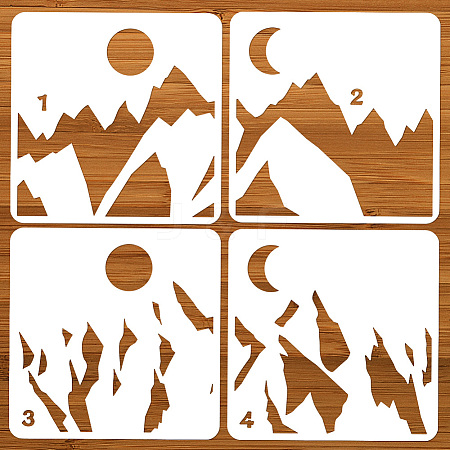 4Pcs 4 Styles PET Out Drawing Painting Stencils DIY-WH0416-0016-1