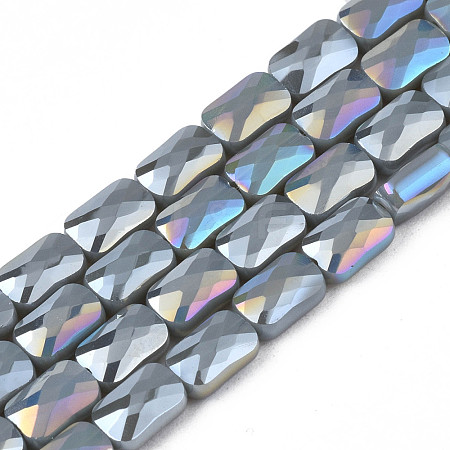 Electroplate Opaque Solid Color Glass Beads Strands EGLA-N002-25-A09-1