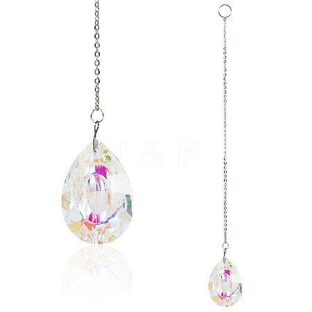 1Pc Transparent Glass Hanging Suncatchers AJEW-TADJ0001-02C-1