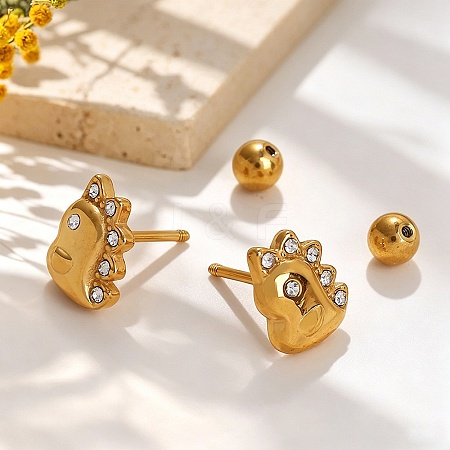 304 Stainless Steel Crystal Rhinestone Animal Cartilage Earrings SA-CBA1F7E-01G-01-1
