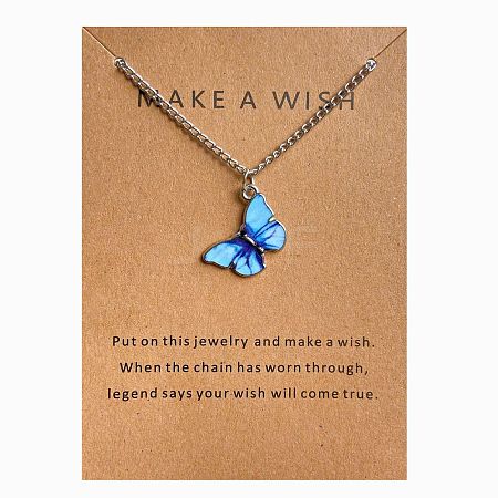 Bohemian Alloy Enamel Butterfly Pendant Necklaces for Women WG0CAA2-06-1