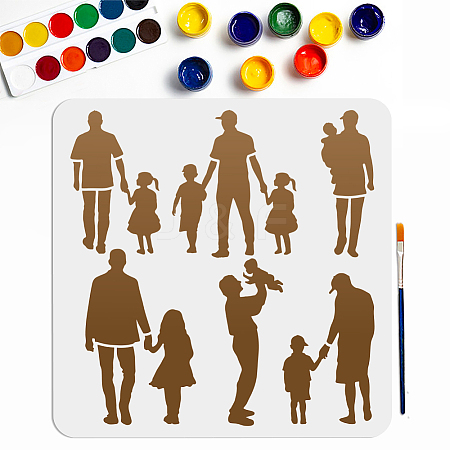 MAYJOYDIY US 1Pc Father's Day PET Hollow Out Drawing Painting Stencils DIY-MA0003-43D-1