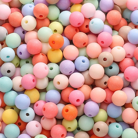 50Pcs Frosted Opaque Acrylic Beads PW-WGEDD3D-01-1