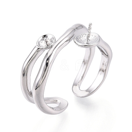 Brass Cuff Ring Settings X-KK-T076-58P-1