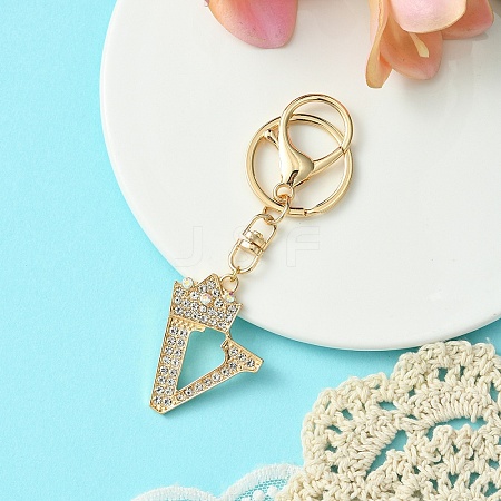 Golden Alloy Rhinestone Keychain KEYC-YW00105-22-1