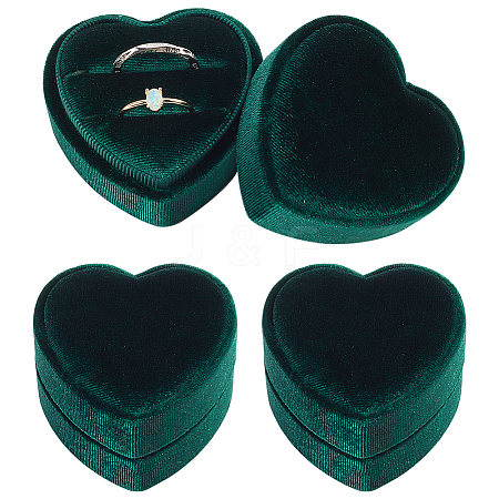 Heart Velvet Covered Cardboard Couple Rings Storage Box CON-WH0087-81A-1