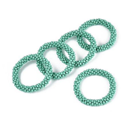 Faceted Opaque Glass Beads Stretch Bracelets BJEW-S144-002E-03-01-1