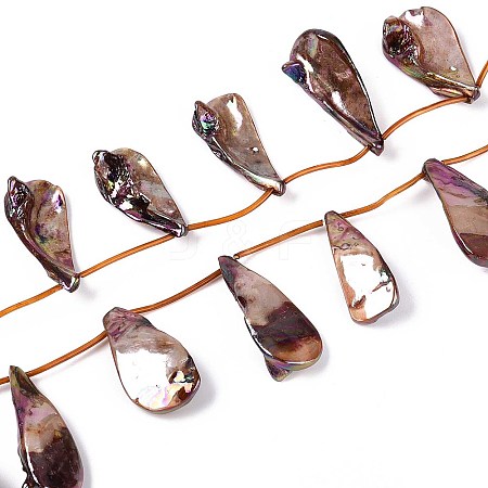 AB Color Plated Dyed Natural Freshwater Shell Beads Strands SHEL-T020-55F-1