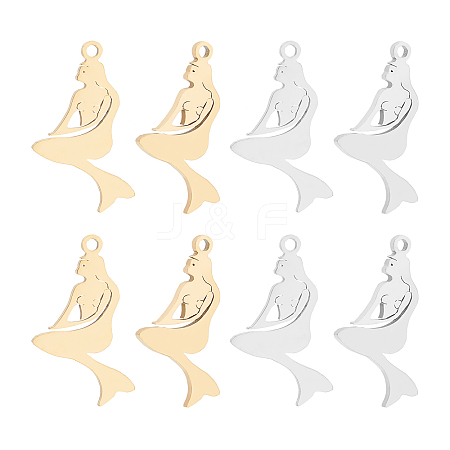 Unicraftale 12Pcs 2 Colors Ion Plating(IP) 201 Stainless Steel Pendants STAS-UN0029-77-1