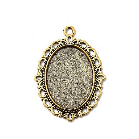 Tibetan Style Oval Alloy Pendant Cabochon Settings LS-X-TIBEP-Q054-44AG-RS-1