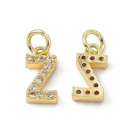 Real 18K Gold Plated Brass Micro Pave Clear Cubic Zirconia Charms KK-E068-VB452-Z-1