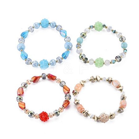 Faceted Glass Beads Stretch Bracelets BJEW-Q997-005-RS-1