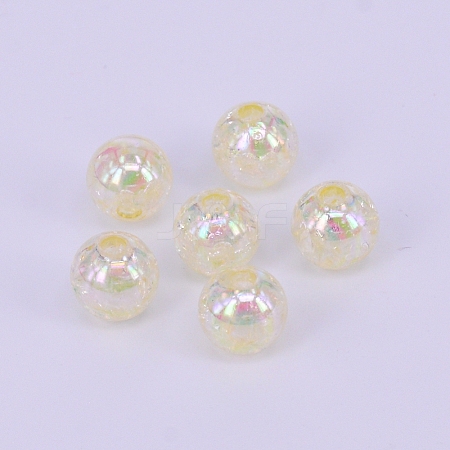 Electroplate Crackle Acrylic Beads CCG-WH0001-8mm-10-1