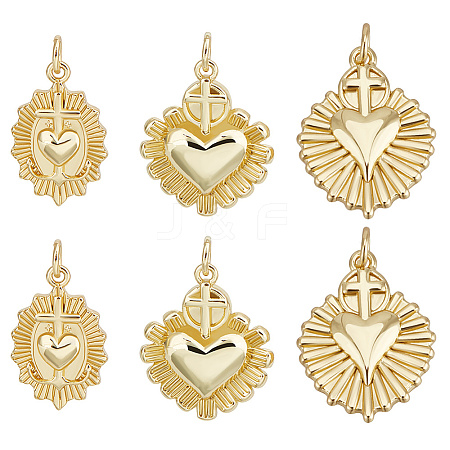 12Pcs 3 Styles Brass Pendants KK-BBC0017-81-1