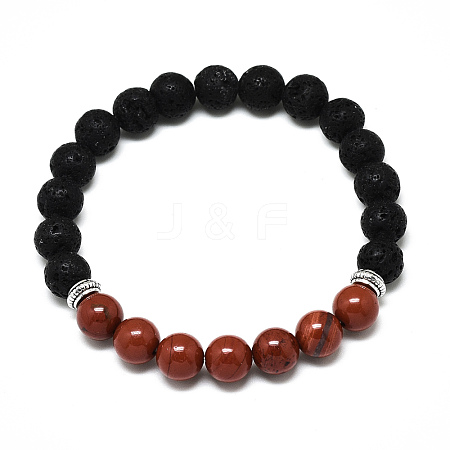 Natural Red Jasper Beads Stretch Bracelets BJEW-R309-02-A07-1