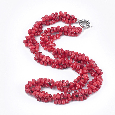 Synthetic Coral Beaded Necklaces NJEW-S414-22-1