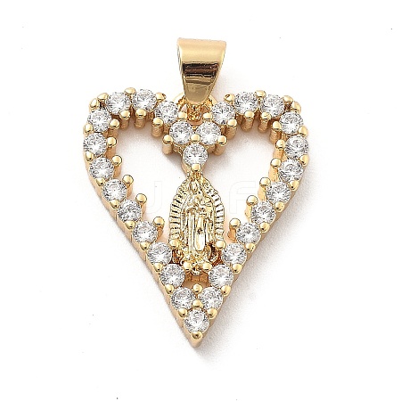 Rack Plating Brass with Cubic Zirconia Pendants KK-Q017-06B-G-1