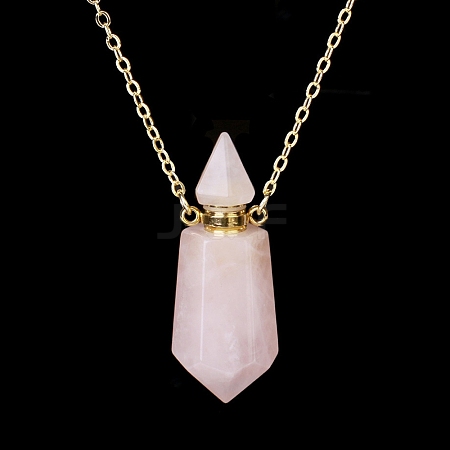 Natural Rose Quartz Perfume Bottle Pendant Necklace PW-WG2A891-06-1