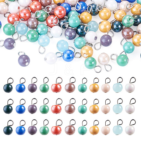 110Pcs 11 Styles Electroplate Round Glass Bead Charms PALLOY-TAC0307-1