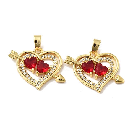 Heart Brass Micro Pave Cubic Zirconia Pendants KK-M325-16B-G-1