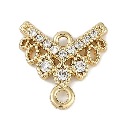 Brass Clear Cubic Zirconia V Shaped Connector Charms KK-I719-04G-1