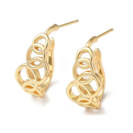 Brass Ring Stud Earrings EJEW-C070-01G-1