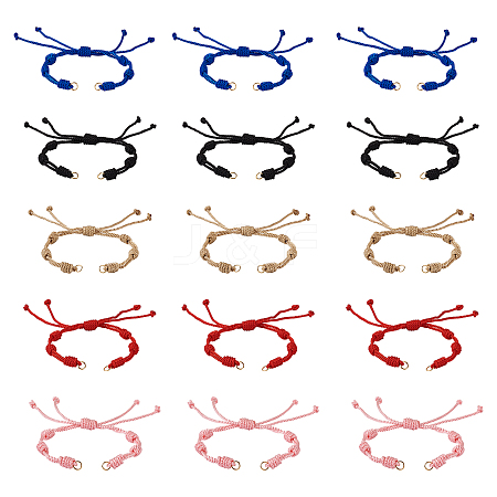 10Pcs 5 Colors Adjustable Braided Nylon Cord Bracelet Making AJEW-TA0001-25-1
