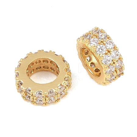 Brass Micro Pave Cubic Zirconia European Beads ZIRC-D026-07G-1