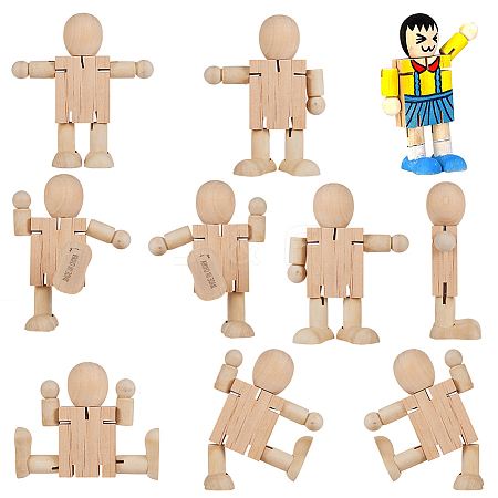 Gorgecraft Unfinished Blank Wooden Robot Toys AJEW-GF0001-15-1