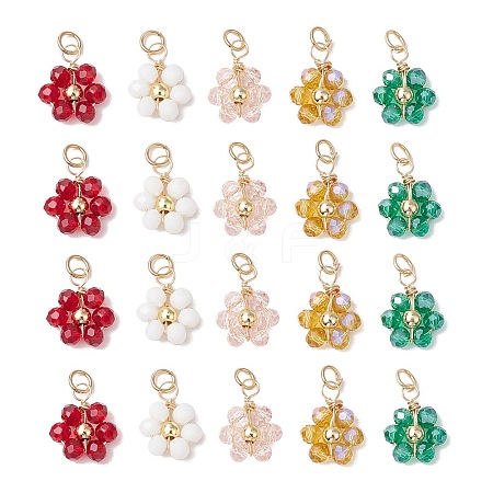 20Pcs 5 Colors Glass Charms PALLOY-JF02918-1