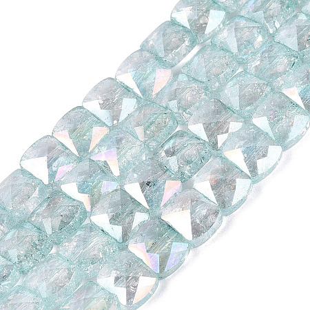 Electroplate Transparent Crackle Glass Beads Strands EGLA-Q135-02A-B02-1