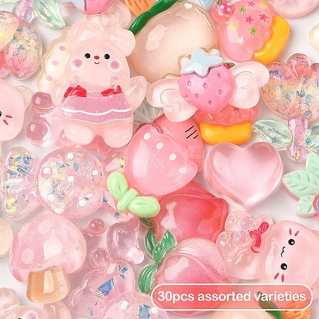 28Pcs 14 Styles Translucent Resin Cabochons CRES-YW0002-36B-1