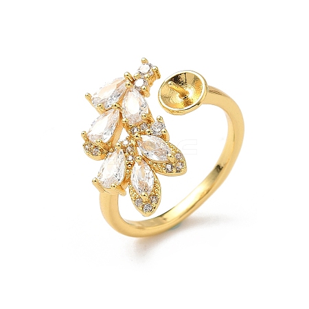Brass Pave Clear Cubic Zirconia Earring Findings KK-D369-10G-1
