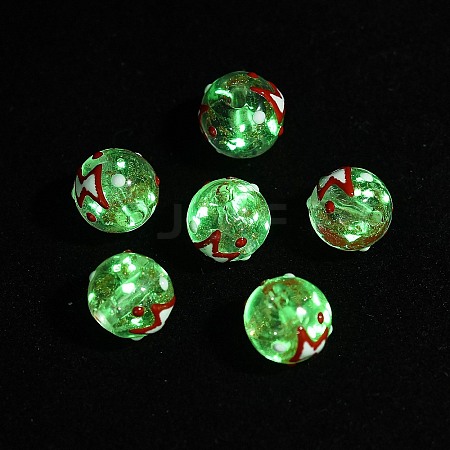 Luminous Handmade Enamel Gold Sand Glass Beads Strands LAMP-U004-08A-1