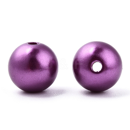 Spray Painted ABS Plastic Imitation Pearl Beads OACR-T015-05C-11-1