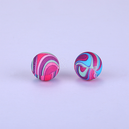 Printed Round Silicone Focal Beads SI-JX0056A-187-1