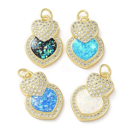 Valentine's Day Brass Micro Pave Clear Cubic Zirconia Pendants KK-C045-35G-1