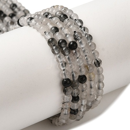 Natural Black Rutilated Quartz Beads Strands G-B090-A01-03-1