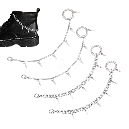 4Pcs 2 Styles Cone Alloy Shoes Strap Chains AJEW-UN00023-1