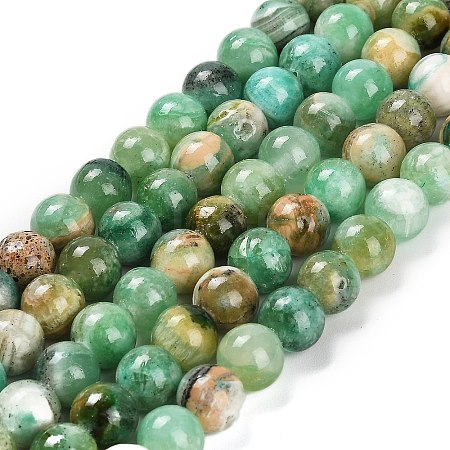 Natural Green Line Jasper  Beads Strands X-G-B128-A03-03-1